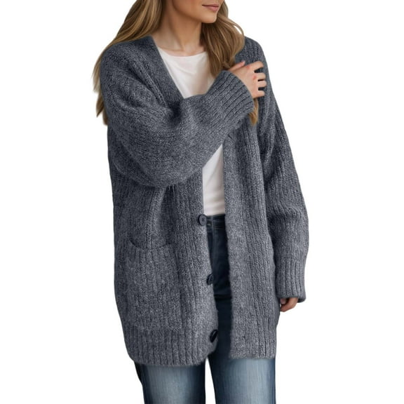 Daznico Sweater Coat Long Cardigan Soft Open Front Knitted Sweater Outwear Versatile Warm Top,Jackets for Women,Jackets for Women,S