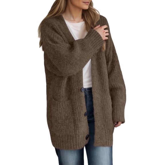Daznico Sweater Coat Long Cardigan Soft Open Front Knitted Sweater Outwear Versatile Warm Top,Jackets for Women,Jackets for Women,S