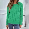 thumbnail image 1 of Daznico Sweaters For Women Womens 2022 Cute Elegant Soft Crewneck Long Sleeve Hollow Cable Knit Pullover Sweaters Green S, 1 of 5