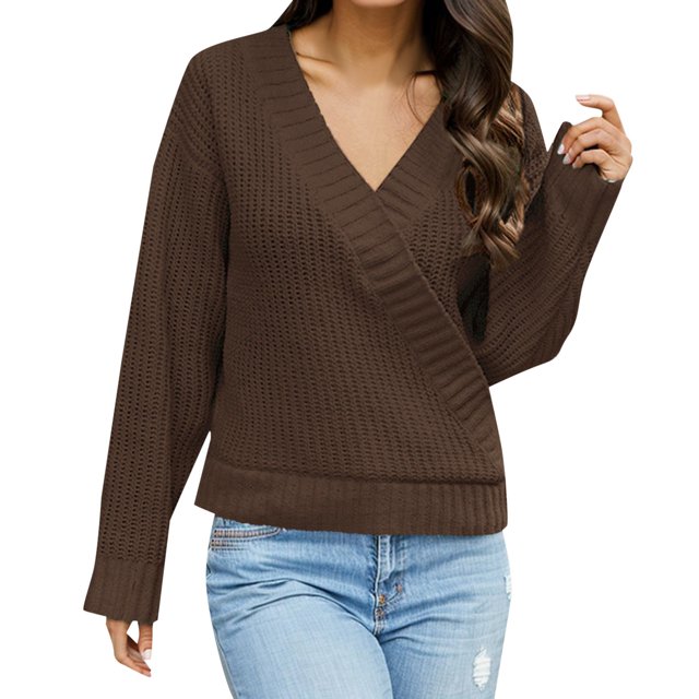 Daznico Sweaters for Women,Women's Autumn and Winter Loose V Collar