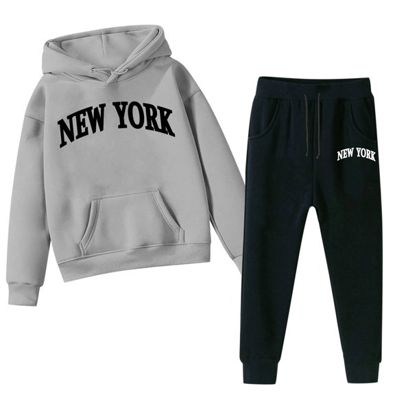 Daznico Sweatshirt Girls Kids Hooded Tracksuit Unisex Two Piece Outfits Hoodie Sweatshirt Sweatpants Set,3-4 Years