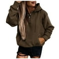 thumbnail image 1 of Daznico Sweatshirt for Women,Women Casual Solid Button-up Sweatshirt Pocket Hooded Strap Long Sleeve Loose Top with Pockets,Women's Hoodies & Sweatshirts(Size:XL), 1 of 7