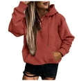 thumbnail image 1 of Daznico Sweatshirt for Women,Women Casual Solid Button-up Sweatshirt Pocket Hooded Strap Long Sleeve Loose Top with Pockets,Women's Hoodies & Sweatshirts(Size:XXL), 1 of 7