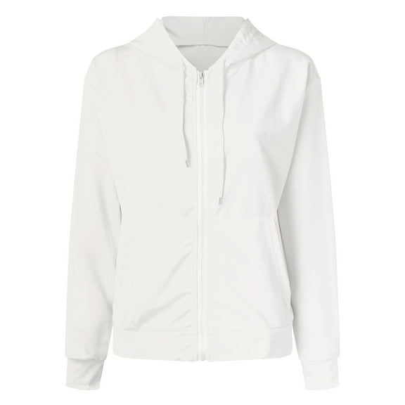 Daznico Sweatshirt for Women - Women Winter Warm Long Sleeve Loose Solid Color Hooded Zipper Pocket Sweatershirt Coat, Hooded Sweatshirt Women,Color:White Size:XXL