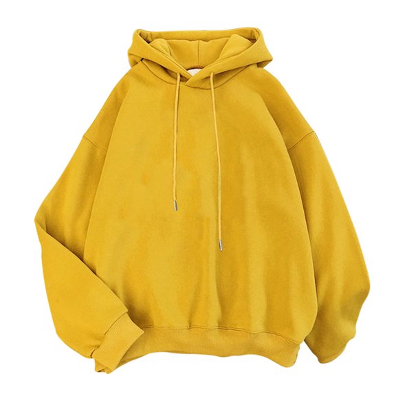 Daznico Sweatshirt for Women - Women's Cute Sweatshirt Long Sleeve Hoodie Cotton Pullover Tops for Teen Girls Clothes, Hooded Sweatshirt Women,Color:Yellow Size:M