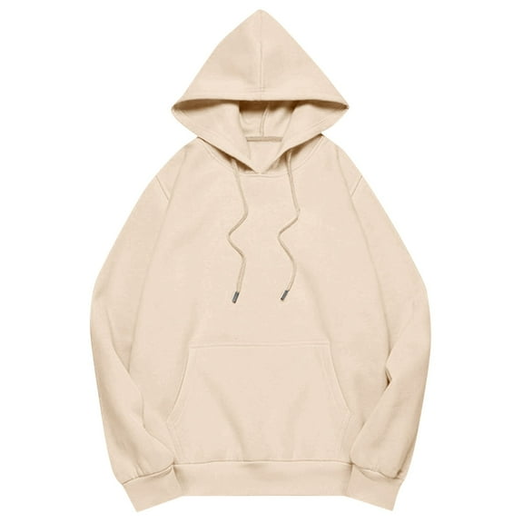 Daznico Sweatshirt for Women - Women's Solid Color Drop Shoulder Hoodie with Pockets Comfortable and Stylish Sweatshirt Top, Hooded Sweatshirt Women,Color:Khaki Size:M