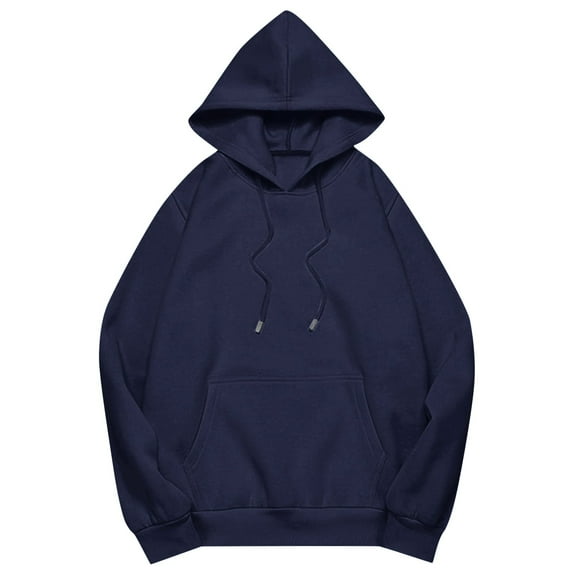 Daznico Sweatshirt for Women - Women's Solid Color Drop Shoulder Hoodie with Pockets Comfortable and Stylish Sweatshirt Top, Hooded Sweatshirt Women,Color:Navy Size:XS