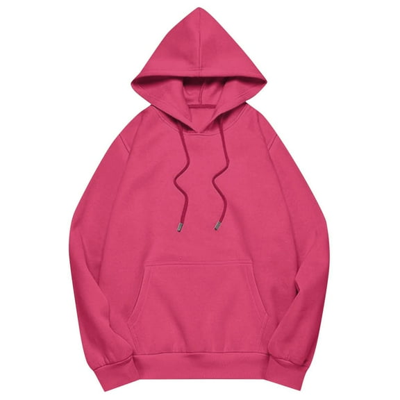 Daznico Sweatshirt for Women - Women's Solid Color Drop Shoulder Hoodie with Pockets Comfortable and Stylish Sweatshirt Top, Hooded Sweatshirt Women,Color:RD2 Size:M