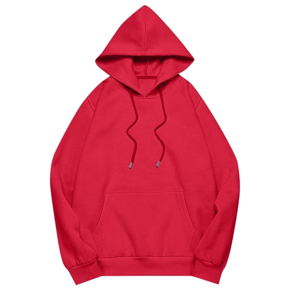 Daznico Sweatshirt for Women - Women's Solid Color Drop Shoulder Hoodie with Pockets Comfortable and Stylish Sweatshirt Top, Hooded Sweatshirt Women,Color:RD3 Size:S