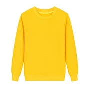 Daznico Sweatshirt for Women Ladies Autumn Winter Crew Neck Solid Color Fit for Womens Pullover Sweatshirt Yellow L