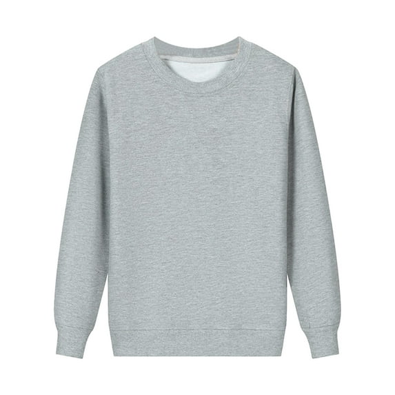 Daznico Sweatshirt for Women Ladies Autumn Winter O Neck Solid Color Pullover Sweatshirt Gray S
