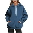 thumbnail image 1 of Daznico Sweatshirt for Women - Women's Casual Solid Color Hooded Long Sleeved Hoodie Top, Hooded Sweatshirt Women,Color:Blue Size:XXL, 1 of 3