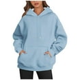 thumbnail image 1 of Daznico Sweatshirt for Women - Women's Casual Solid Color Hooded Long Sleeved Hoodie Top, Hooded Sweatshirt Women,Color:Light Blue Size:XXL, 1 of 3