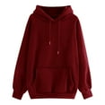 thumbnail image 1 of Daznico Sweatshirt for Women - Women's Casual Solid Color Hooded Pocket Long Sleeve Pullover Sweatshirt, Hooded Sweatshirt Women,Color:Red Size:XL, 1 of 6