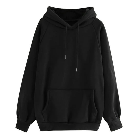 Daznico Sweatshirt for Women Womens Long Sleeve Hoodie Sweatshirt Hooded Pullover Tops Blouse with Pocket Black XXXL