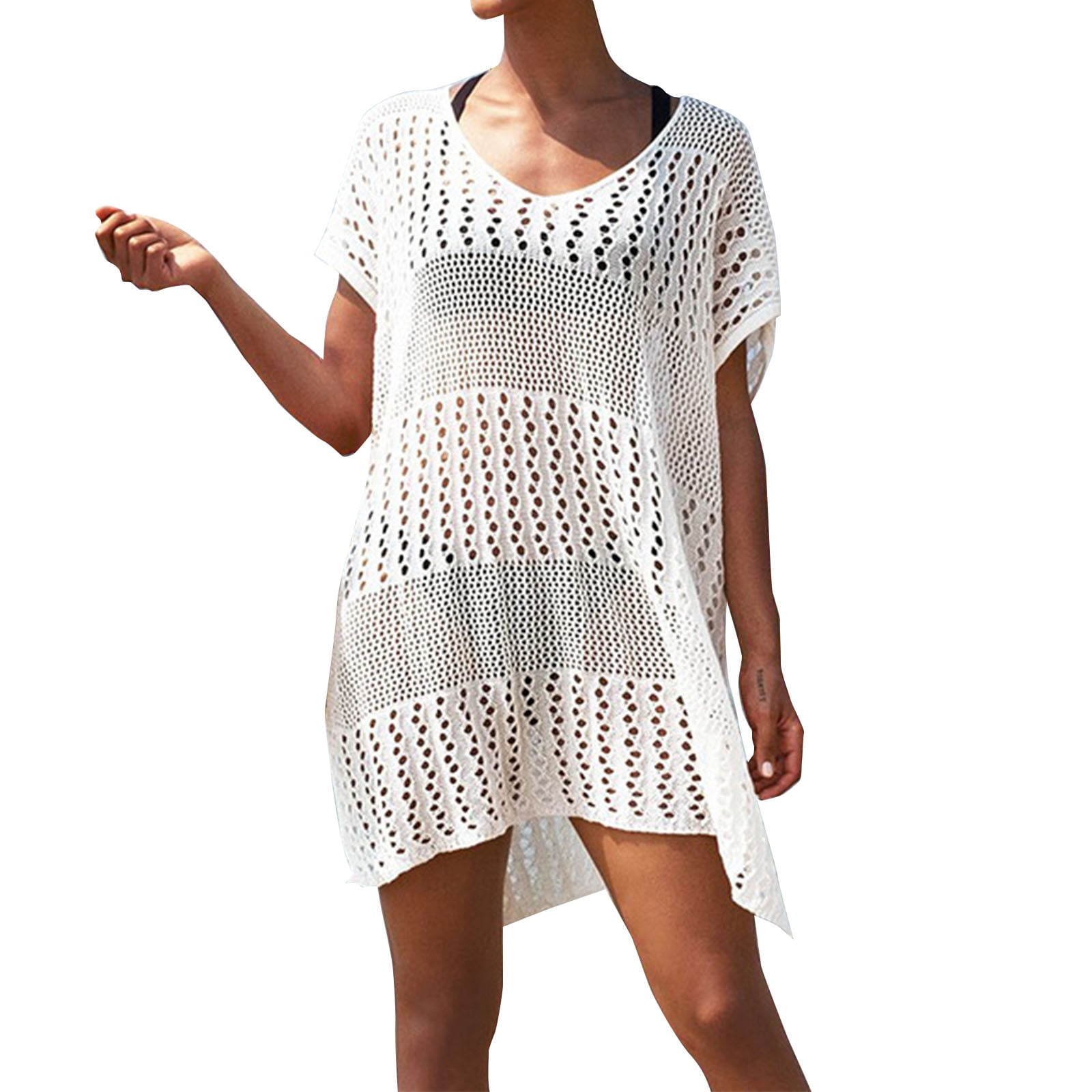 Daznico Swimsuit Coverup for Women,Hollowed Out Beach Sunscreen Smock With Suspenders V Neck