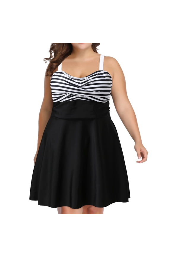 Swimsuits for Women Two Piece Plus Size Tankinis High Waist Training Flounce Swim Dress with Shorts,XXL