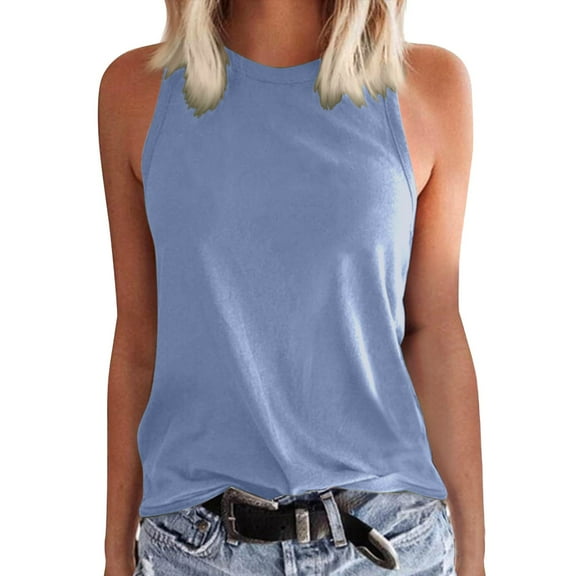 Daznico Tank Tops for Women,Ladies Solid Color Vest Sleeveless Summer T Shirt Round Neck Top,Size S