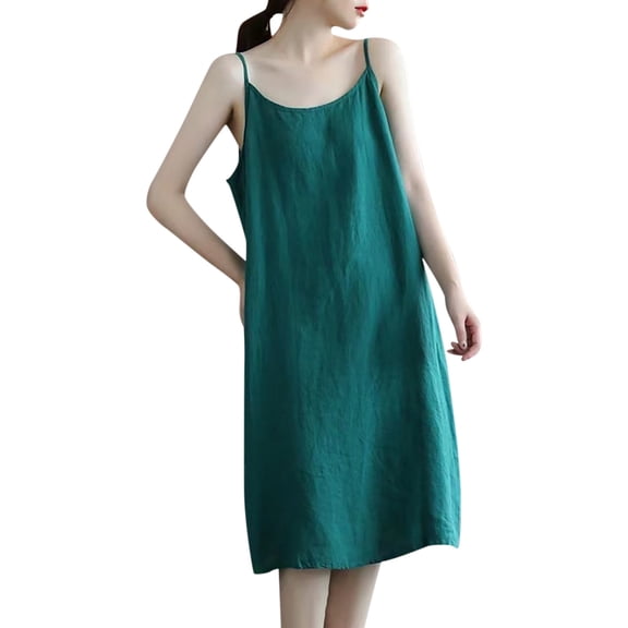 Daznico Tank Tops for Women,Pure Sleeveless Tank Top for Women Plus Size Loose Casual Linen Mid Length Vest,Size M