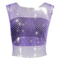 thumbnail image 1 of Daznico Tank Tops for Women,Rhinestone Fishing Net Net Flash Women's Short Sleeve Vest,Size M, 1 of 2