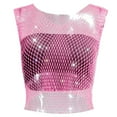 thumbnail image 1 of Daznico Tank Tops for Women,Rhinestone Fishing Net Net Flash Women's Short Sleeve Vest,Size XS, 1 of 2