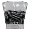 thumbnail image 1 of Daznico Tank Tops for Women,Rhinestone Fishing Net Net Flash Women's Short Sleeved Vest,Size M, 1 of 2