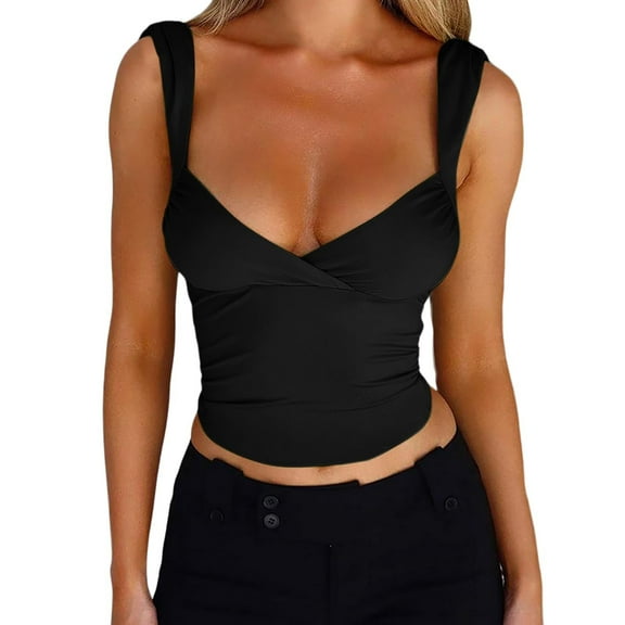 Daznico Tank Tops for Women,Women Contrast Lace Trim Crop Tank Top Vintage Spaghetti Strap Camisole Summer Streetwear,Size M