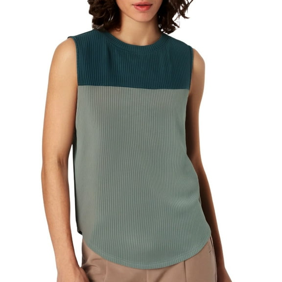 Daznico Tank Tops for Women,Women's Round Neck Color Block Sleeveless Vest,Size XXL