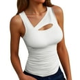 thumbnail image 1 of Daznico Tank Tops for Women,Women's Sleeveless Tank Top Ribbed Summer Tops Asymmetric Neck Slim Fit Basic Shirt Ribbed Vest Stretch Top,Size M, 1 of 5