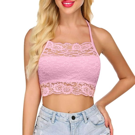 Daznico Tank Tops for Women,Women's Solid Color Lace Crop Top,Size 3XL