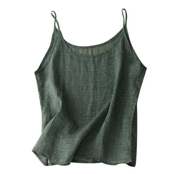Daznico Tank Tops for Women,Women's Vintage Linen Top Thin Layering Loose Fit Casual Shirt,Size L