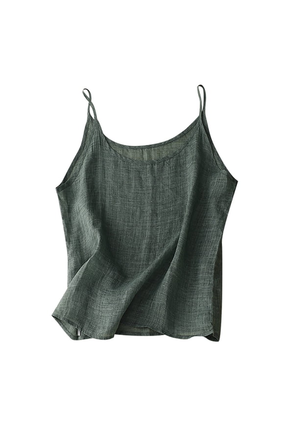 Tank Tops for Women,Women's Vintage Linen Top Thin Layering Loose Fit Casual Shirt,Size L
