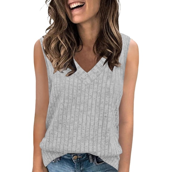 Daznico Tank Tops for Women,Womens V Neck Sleeveless Sweater Tank Top Casual Sweater Vest Summer Outifts,Size S