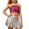 thumbnail image 1 of Daznico The Girls' Carnival Adjustable Elastic Band Sequined Top Exposes The Navel for Children,Mardi Gras Clothing,M, 1 of 4