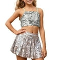 thumbnail image 1 of Daznico The Girls' Carnival Adjustable Elastic Band Sequined Top Exposes The Navel for Children,Mardi Gras Clothing,S, 1 of 4