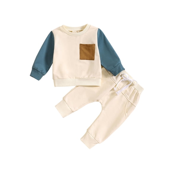Daznico Toddler Boys Girls Long Sleeve Patchwork T Shirt Pullover Tops Pants Outfits,2-3 Years