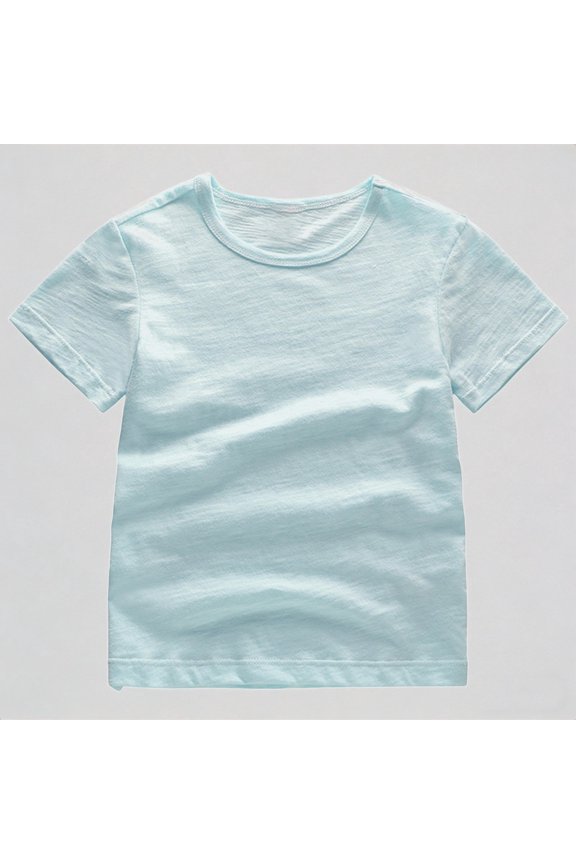 Toddler Kids Boys Girls Unisex Short Sleeve Crew Neck T-Shirt Slub Knit Cotton Soft Breathable Lightweight Casual for Daily School Playwear,3-4 Years