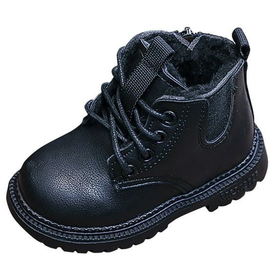 Daznico Toddler Shoes, British Cotton Short Boots Girls Snow Boots Water Proof Lightweight and Durable Children Leather Boots,Size 12