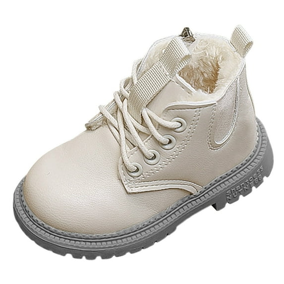 Daznico Toddler Shoes, British Cotton Short Boots Girls Snow Boots Water Proof Lightweight and Durable Children Leather Boots,Size 10