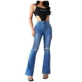 thumbnail image 1 of Daznico Tummy Control Bootcut Jeans,Women's Fashion Ripped Micro Cut High Waisted Solid Color Denim Pants,Classic Waisted Flare Jeans Pant(Size:S), 1 of 9