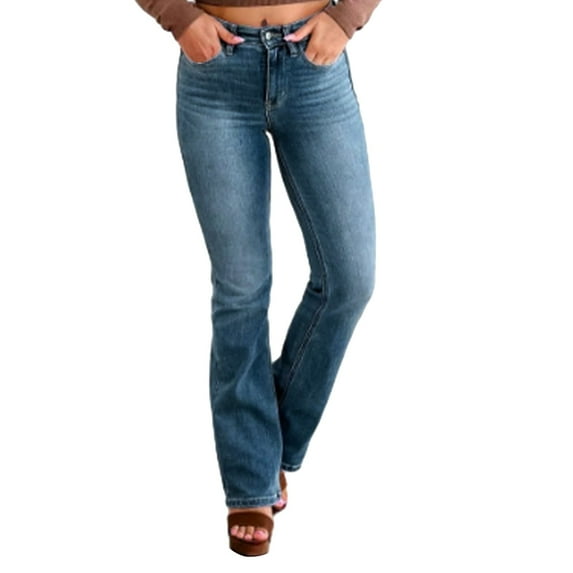 Daznico Tummy Control Bootcut Jeans Women's Modern Bootcut Jeans Women Bootcut Jeans Stretchy Stadeke Jeans Classic Waisted Flare Jeans Extra Long Jeans Blue 3XL