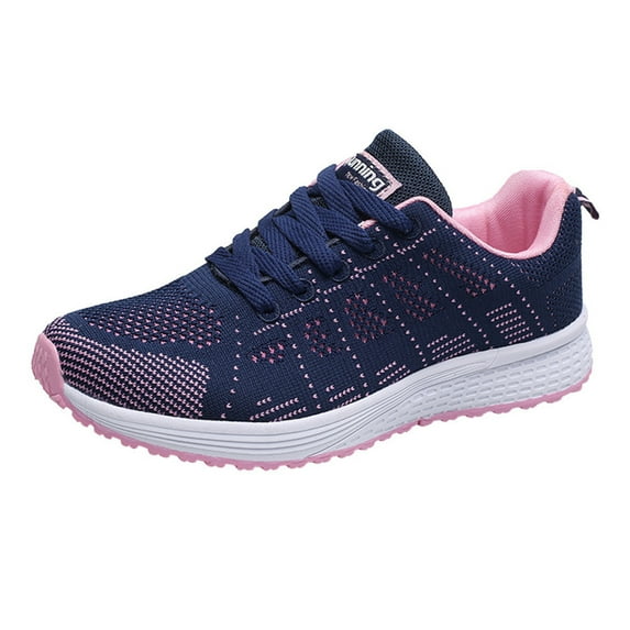 Daznico Unisex Breathable Mesh Running Shoes - Lightweight Flat Casual Sneakers with Cross Straps, Round Toe Walking Shoes for Women & Men,Color:Dark Blue,Size:9.5