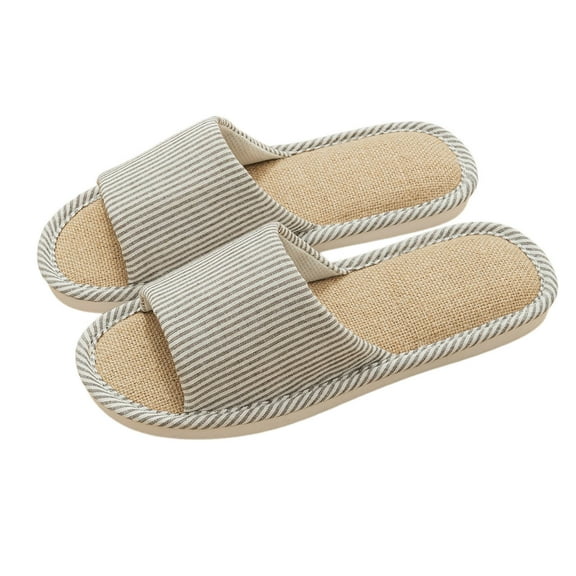 Daznico Unisex Linen House Slippers - Summer Thick Sole Non- Indoor Shoes, Breathable Comfort for Men & Women,Color:Coffee,Size:7.5