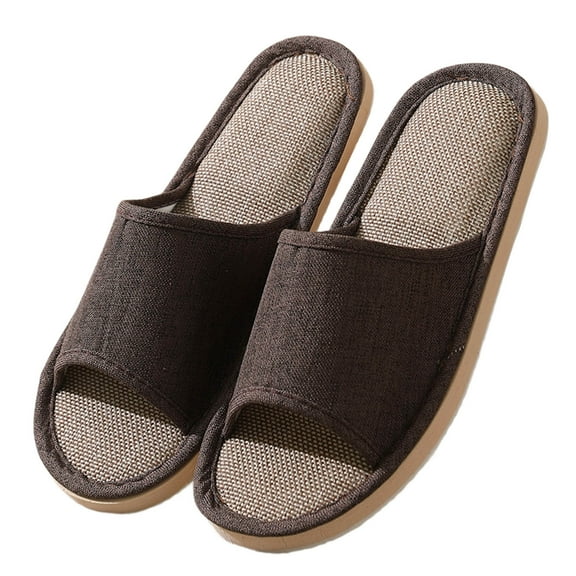 Daznico Unisex Linen Slippers - Summer Thick Sole Non- Indoor House Shoes, Breathable Comfort for Men & Women,Color:Bronze,Size:8.5
