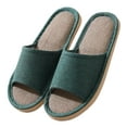 thumbnail image 1 of Daznico Unisex Linen Slippers - Summer Thick Sole Non- Indoor House Shoes, Breathable Comfort for Men & Women,Color:Dark Green,Size:5.5, 1 of 9