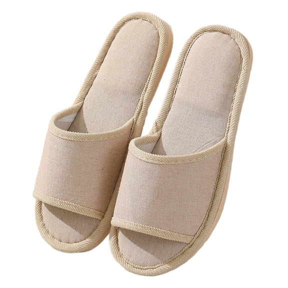 Daznico Unisex Linen Slippers - Summer Thick Sole Non- Indoor House Shoes, Breathable Comfort for Men & Women,Color:WH2,Size:8.5