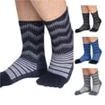 thumbnail image 1 of Daznico Unisex Mid Crew Split Five Toe Socks Ribbed Wave Striped Knit Breathable Thermal Stretch Stockings for Hiking Running Outdoor Sports Daily Comfort, 1 of 3