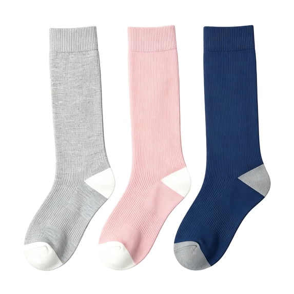 Daznico Unisex Ribbed Knee High Compression Socks Arch Support Breathable Stretch Plus Size Comfort for Daily Standing Sports Workout 3-Pack Stockings