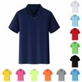 thumbnail image 1 of Daznico Unisex Solid Lapel Short Sleeve Polo Shirt Single Button Breathable Loose Fit Work Casual Summer Daily Basic Top,S, 1 of 4