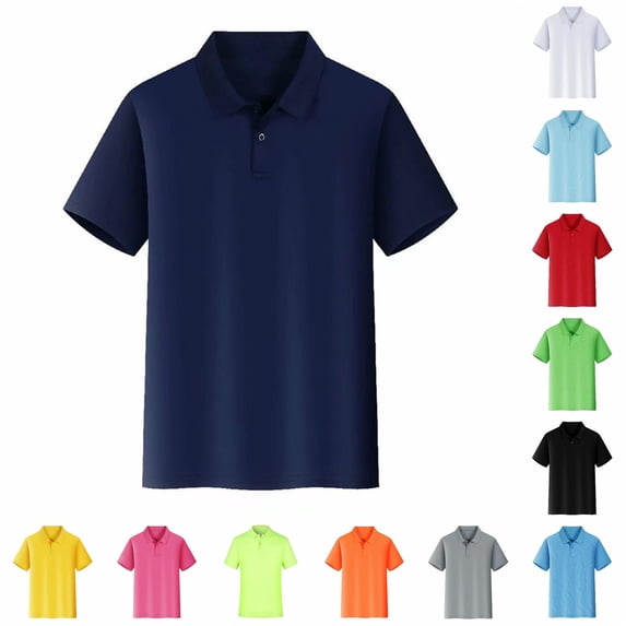 Daznico Unisex Solid Lapel Short Sleeve Polo Shirt Single Button Breathable Loose Fit Work Casual Summer Daily Basic Top,S